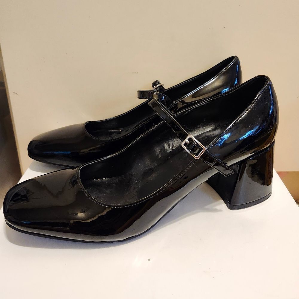 New Marc Fisher "Charin" Blk Pat. Leather Block Heel Mary Jane Pumps Sz.10 $128 - Picture 2 of 9